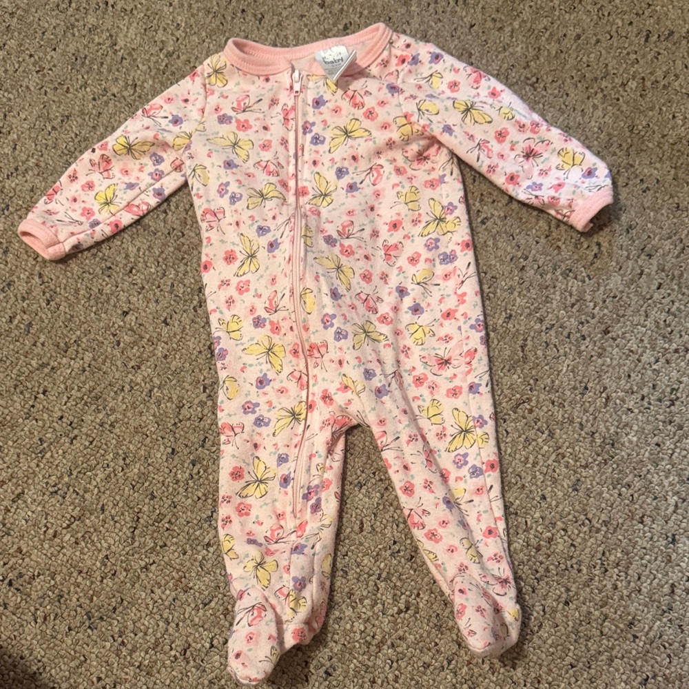 Charming Pink Floral Kids Footie